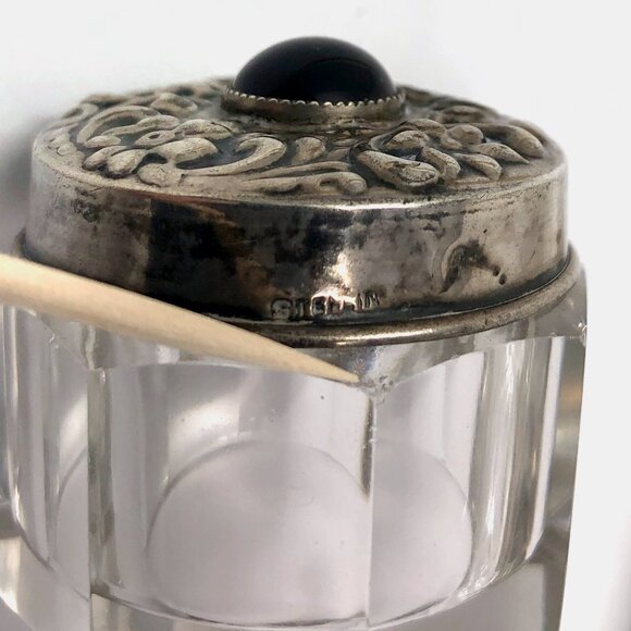 Antique Victorian Cut Crystal With Sterling Silver Lids Collection - Picture 8 of 9